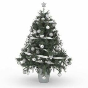Model 3d Pokok Krismas Putih yang Elegan