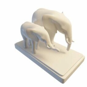 Parkowy kamienny posąg słonia Model 3D
