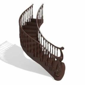 Hotel Space Ellipse Wood Stair 3d model