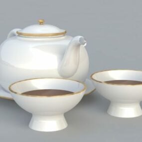 Conjunto de chá de porcelana modelo 3d