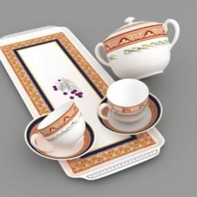 Juegos de té ingleses de cocina modelo 3d