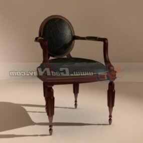 Modelo 3d de cadeira de couro antigo europeu