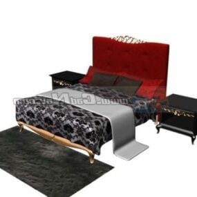 European Carved Bed Set 3d model