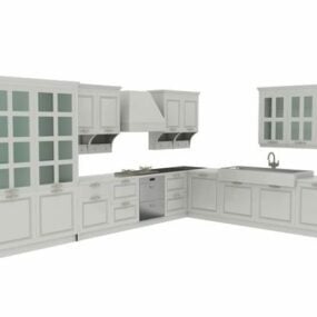 3д модель кухонных шкафов в европейском белом стиле