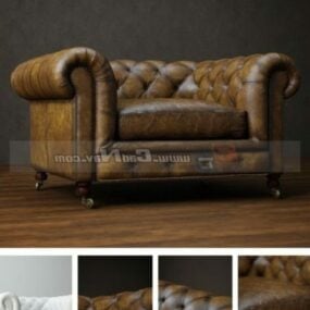 European Antique Leather Sofa 3d model