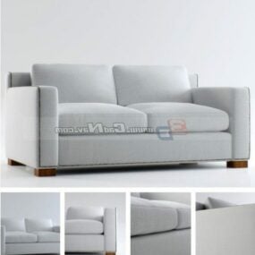 نموذج أريكة بمقعدين من القماش على الطراز الأوروبي ثلاثي الأبعاد