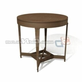 European Round Wooden Dining Table 3d model
