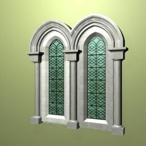 トリムモールディング付き西洋窓3Dモデル