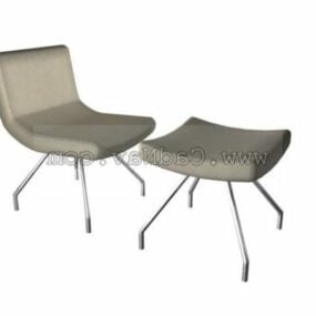 Furniture Fabric Chairs With Foot Stools 3d model