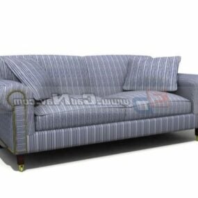 Grey Fabric Material Couple Sofa 3d model
