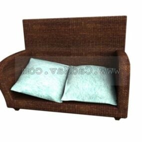 Modello 3d con divano doppio in tessuto per mobili semplice