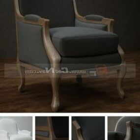 Black Fabric Leisure Armchair Furniture 3d model