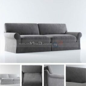 Furnitur Sofa Kursi Empuk Kain Abu-abu model 3d