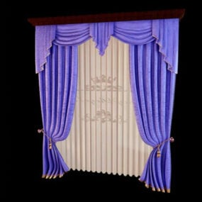 Fabric Swag Windows Curtain With Valance 3d model