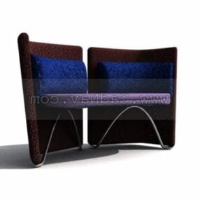أقمشة الأثاث أريكة بمقعدين نموذج ثلاثي الأبعاد