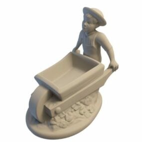 Modelo 3D da estátua do menino fazendeiro de pedra