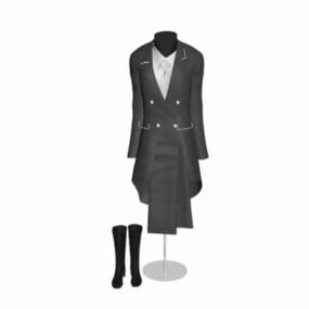 Abrigo femenino moda en maniquí modelo 3d