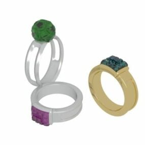 Fashion Jewelry Gemstone Rings 3d model
