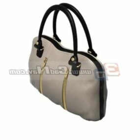 Fashion Beige Leather Lady Handbag 3d model
