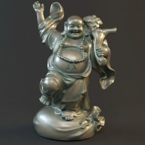 تمثال عتيق سمين بوذا السعيد نموذج ثلاثي الأبعاد