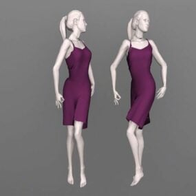 Maniquí Mujer Vestido Violeta modelo 3d
