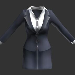 女制服灰色西装连衣裙3d模型