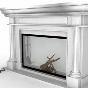 Antique Fireplace With Tools 3d model