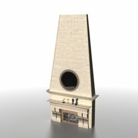 Modello 3d di progettazione della mensola del camino in pietra