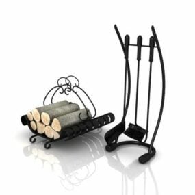 Fireplace Tools With Holder 3d model