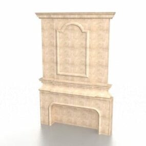 Stone Fireplace Wall Decoration 3d model