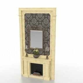 Ev Şömine Duvar Ünitesi Tasarımı 3d model