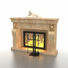 Stone Fireplace Decoration Accessories 3d model
