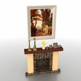 Home Fireplace With Mantel 3d model