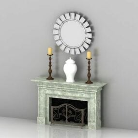 Home Fireplace And Mantel Decorations 3d model