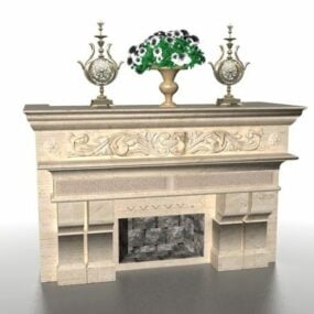 Classic Fireplace Mantel Ornament 3d model