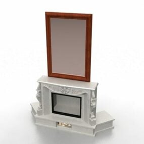Fireplace With Mirror Ecoration 3d model