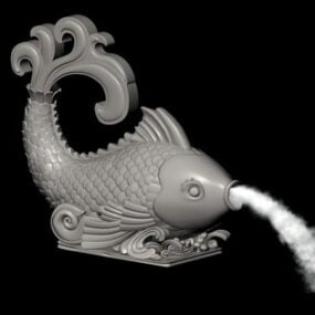 मूर्ति मछली फव्वारा एनीमेशन 3डी मॉडल