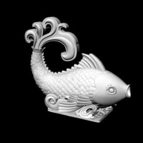 Modelo 3d da estátua do peixe ocidental