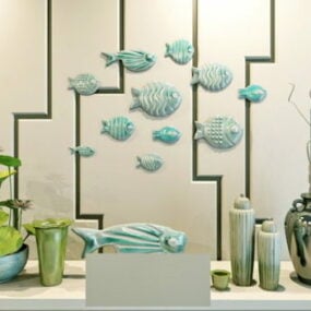 鱼墙装饰3d模型