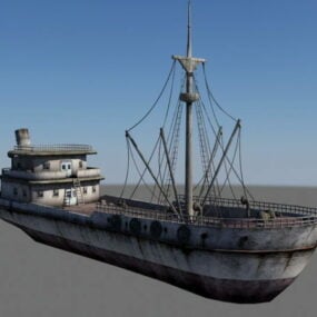 Modelo 3D de navio de pesca rústico