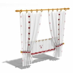 Flat Panel Curtain With Straps 3d model