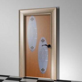 Hus platt dörr med glas 3d-modell