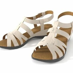 Sapatos femininos de sandália plana Modelo 3d