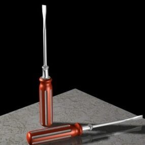 3д модель ручного инструмента отвертка с плоской головкой