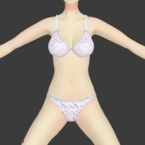 Mô hình 3d thời trang áo ngực và quần lót hoa