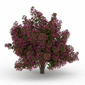 Red Flower Blooming Plant Tree 3d model