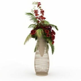 Blomsterblomstret glasvase 3d-model