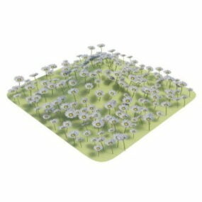 Modello 3d del pezzo dell'erba del fiore del giardino