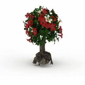 Garden Red Flower Plants 3d model