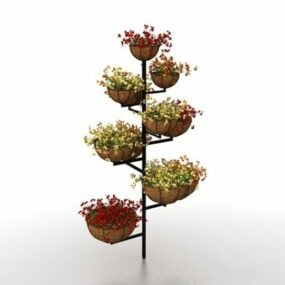 3д модель подставки для цветочного горшка и растения